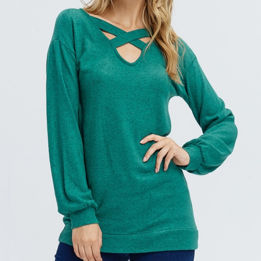 Rust Pink Criss-Cross Front Sweater - Picture 5 of 6